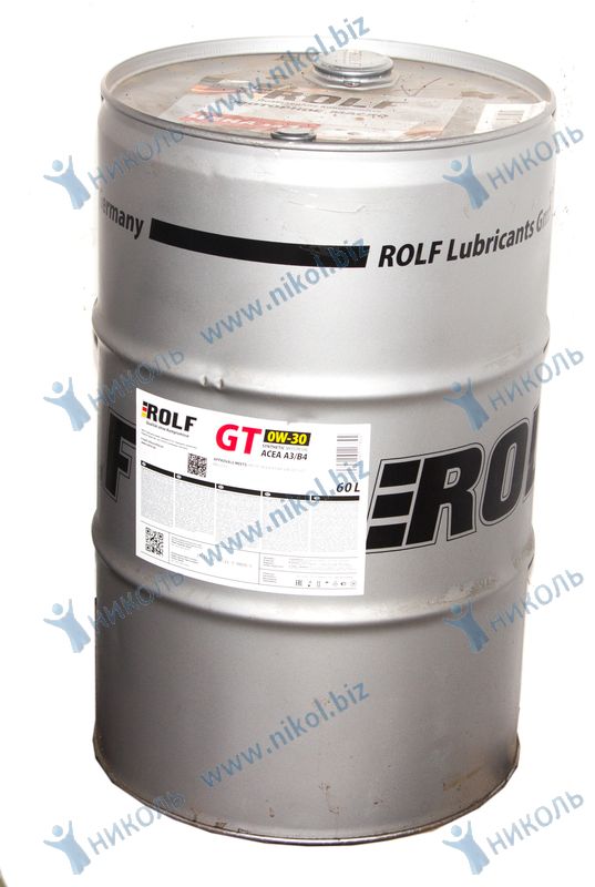 Масло моторное Rolf GT 0W-30 ACEA A3/B4 SP синтетическое 60л / 0W30