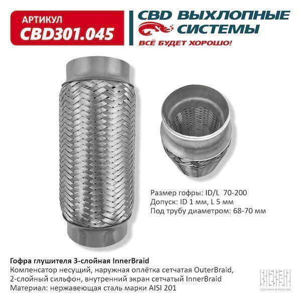 Гофра глушителя 70 x 200 3х-слойная Innerbraid CBD301045