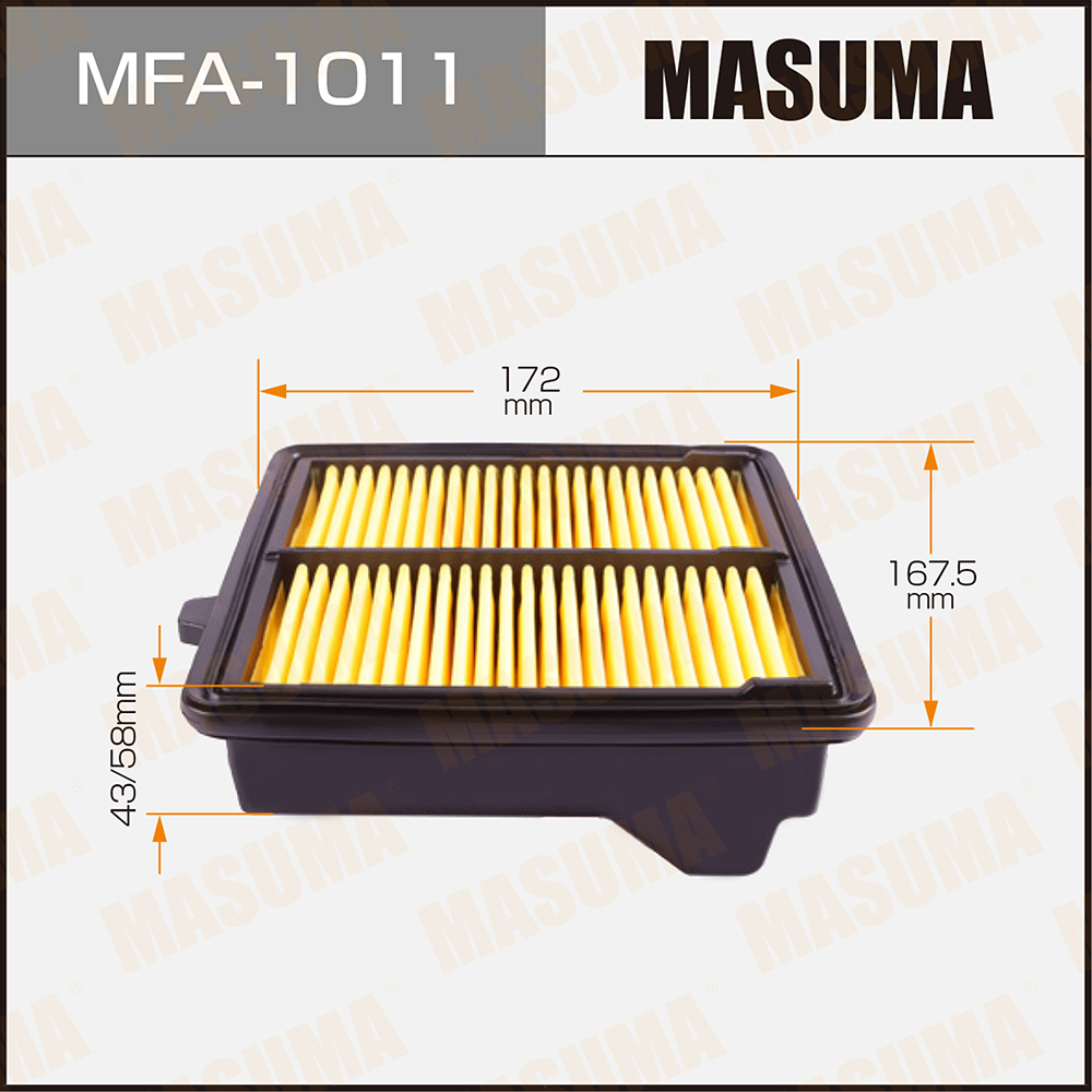 Фильтр воздушный Honda Jazz / Fit 08-, City 08-13, Mobilio 14- Пропитка Masuma