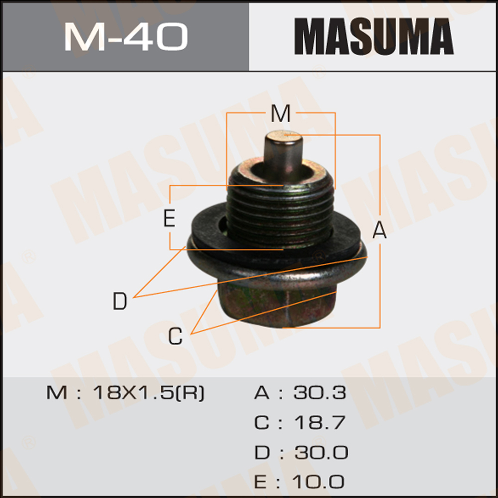Болт слива масла М18x1,5 с магнитом Toyota 2L,3L,1C,2C,1#B,1G,7M,4S Masuma M40