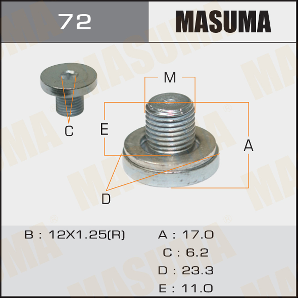 Болт слива масла М12x1,25 AКПП Toyota; Lexus Masuma