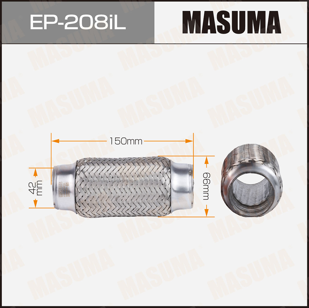 Гофра глушителя 42 x 150 Masuma усиленная 3-х слойная interlock