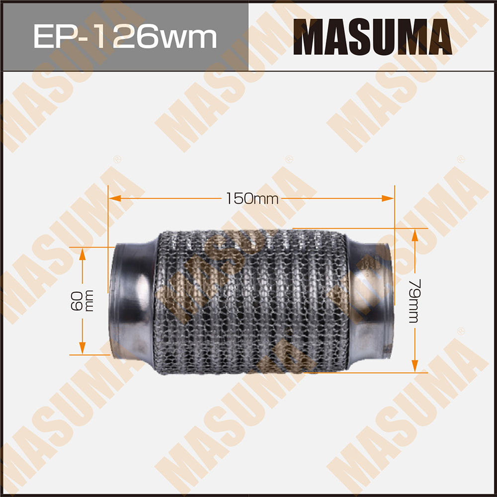 Гофра глушителя 60 x 150 Masuma 3-х слойная, wiremesh, interlock