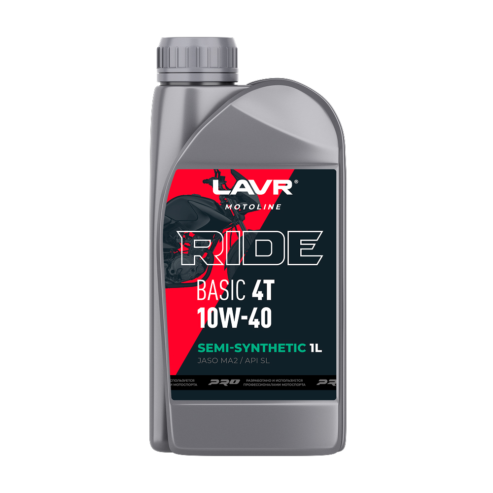 Масло моторное Lavr 10W-40 MOTO Ride Basic 4T SL 1л Ln7749