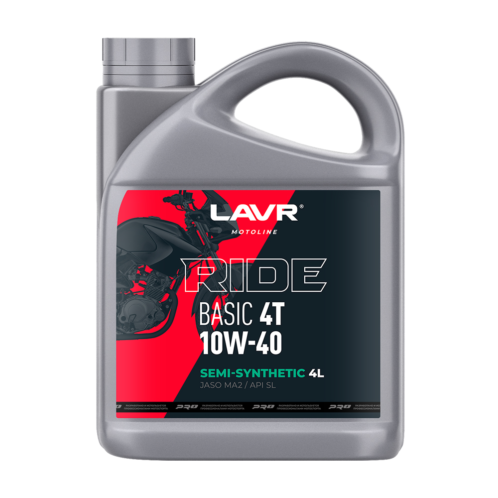 Масло моторное Lavr 10W-40 MOTO Ride Basic 4T SL 4л Ln7750