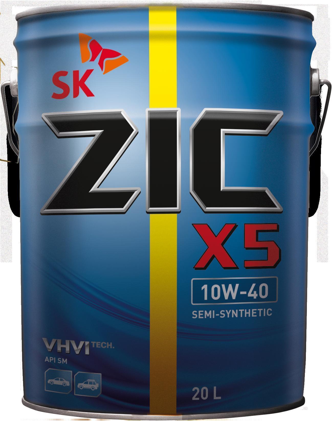Масло моторное ZIC 10W-40 X5 SN PLUS п/синтетическое 20л / 10W40
