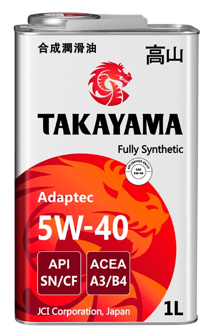 Масло моторное Takayama 5W-40 Adaptec API SN/CF, ACEA A3/B4 синтетическое 1л металл / 5W40