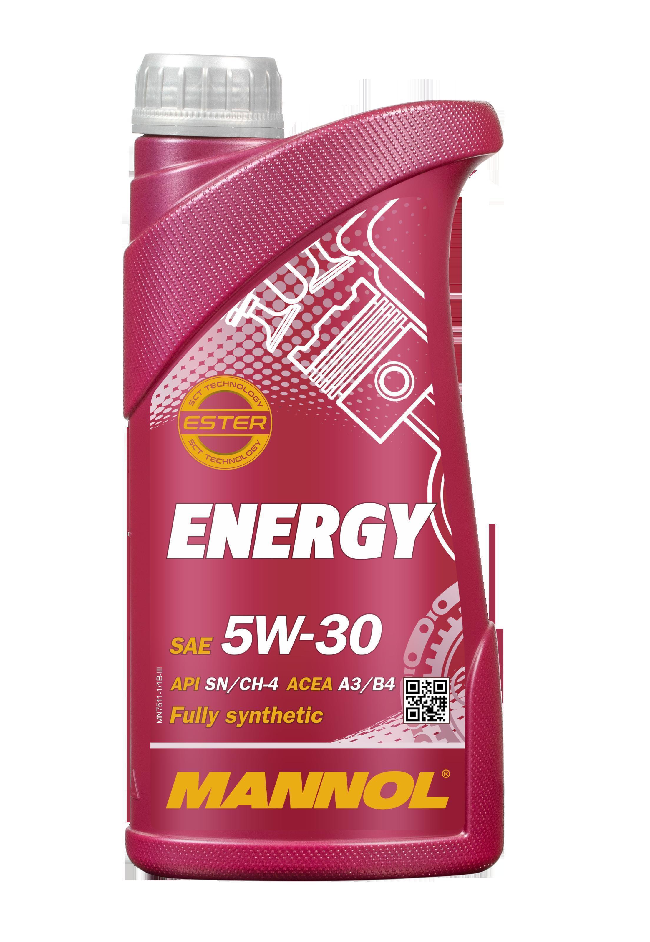 Масло моторное Mannol 5W-30 Energy SN A3/B4 синтетическое 1л / 5W30