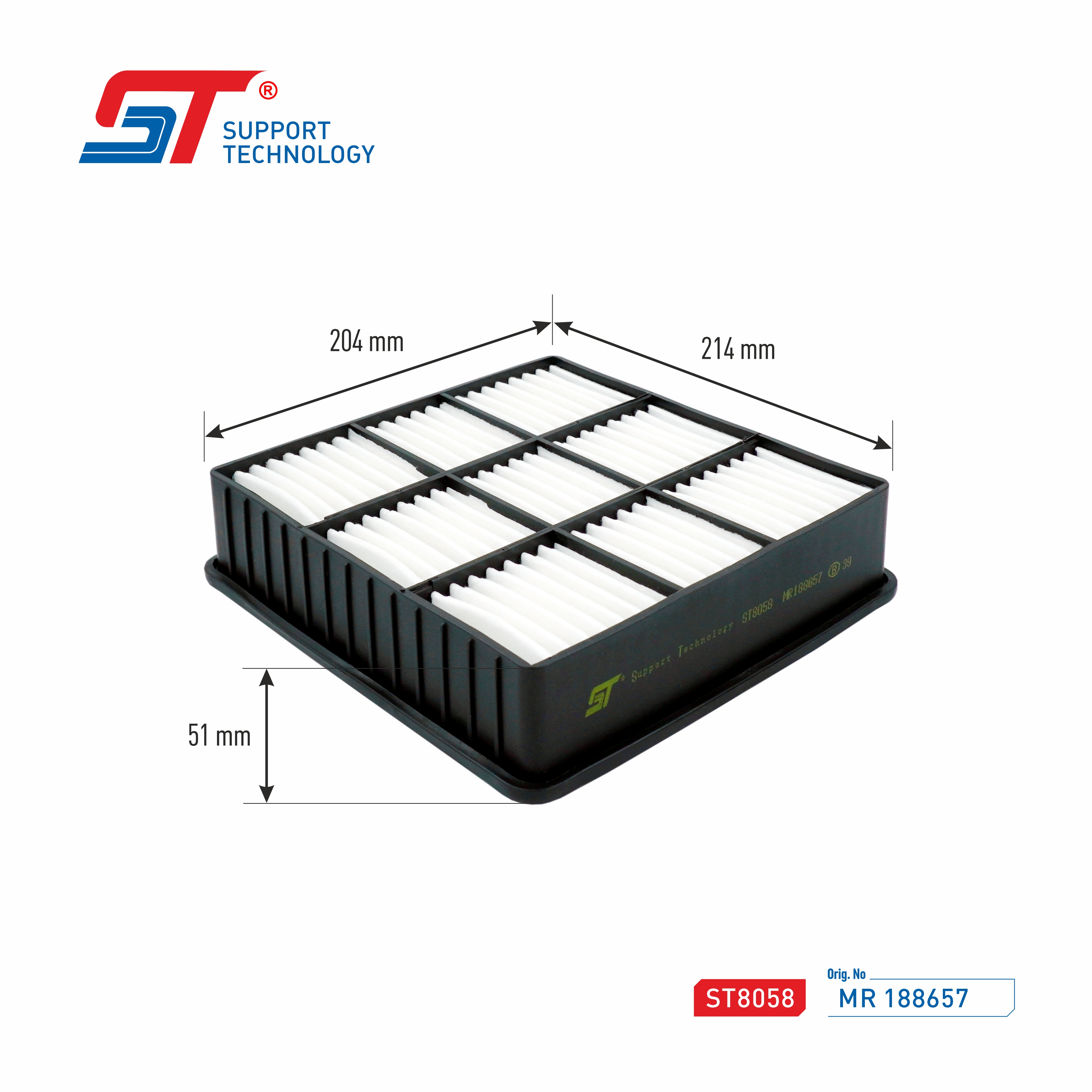 Фильтр воздушный Mitsubishi Lancer (CK, CS) 95-08, Colt 95-04, Outlander 03-09 ST