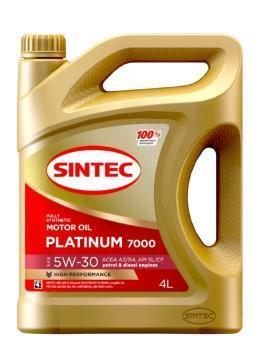 Масло моторное Sintec 5W-30 Platinum 7000 A3/B4 SL/CF синтетическое 4л / 5W30