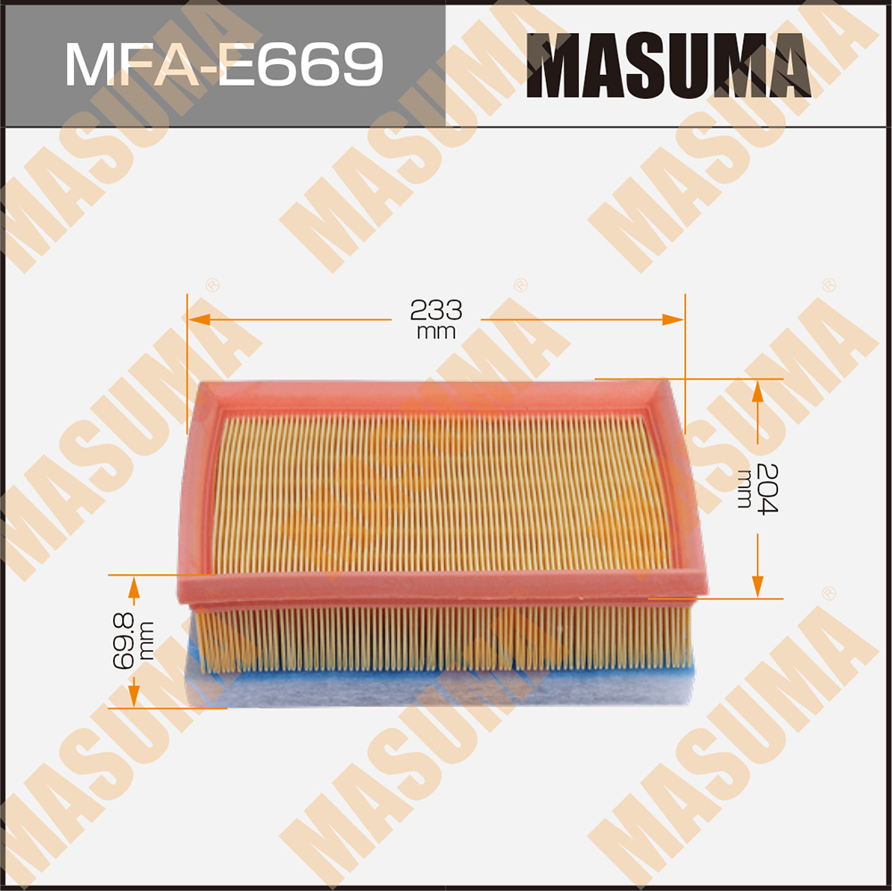 Фильтр воздушный BMW 1 (F20, F21) 11-, 2 (F22-F87) 14-, 3 (F30-F80) 11-, 4 (F32-F82) 13- Masuma