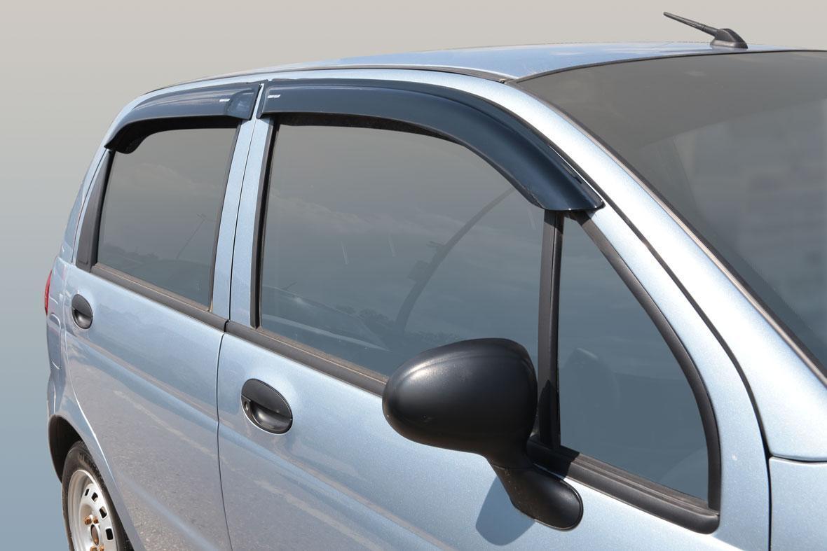 Дефлекторы на боковые стекла Daewoo Matiz 2005 накладные неломающиеся 4 шт. Voron Glass ДЕФ00229