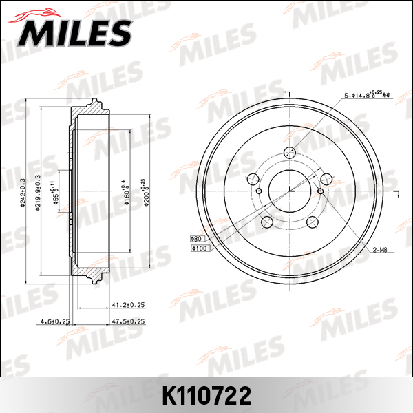 Барабан тормозной MILES Toyota Corolla 03-