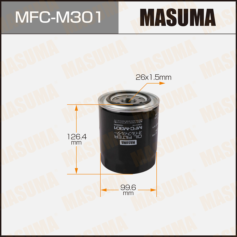 Фильтр масляный Mitsubishi Pajero 92-17, L200 96-14; Hyundai Porter 2,5 D (D4BF, 4D56/T) Masuma