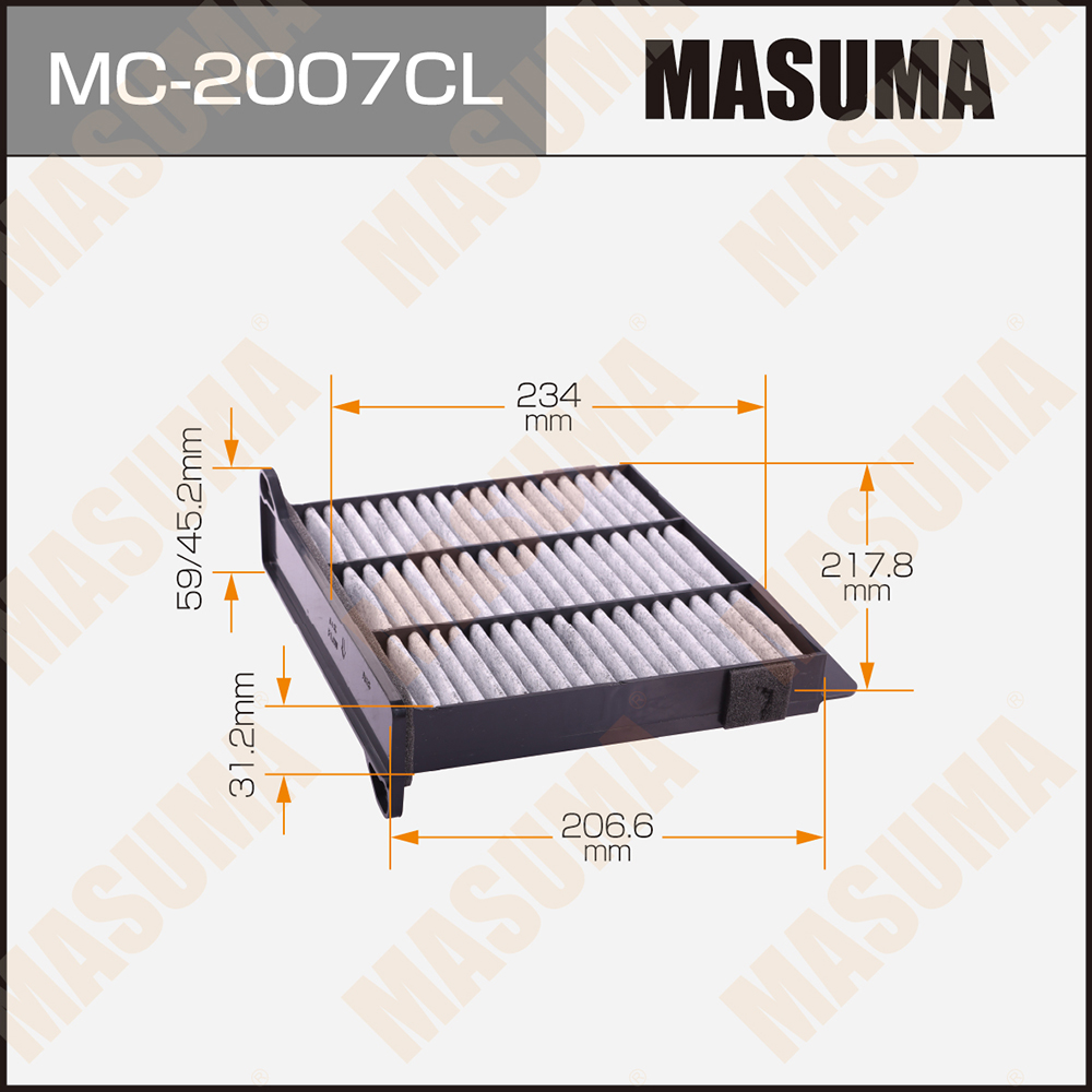 Фильтр салона Mitsubishi Lancer (CS) 00-08, Outlander 03-09, Pajero Sport 09-15 Masuma угольный
