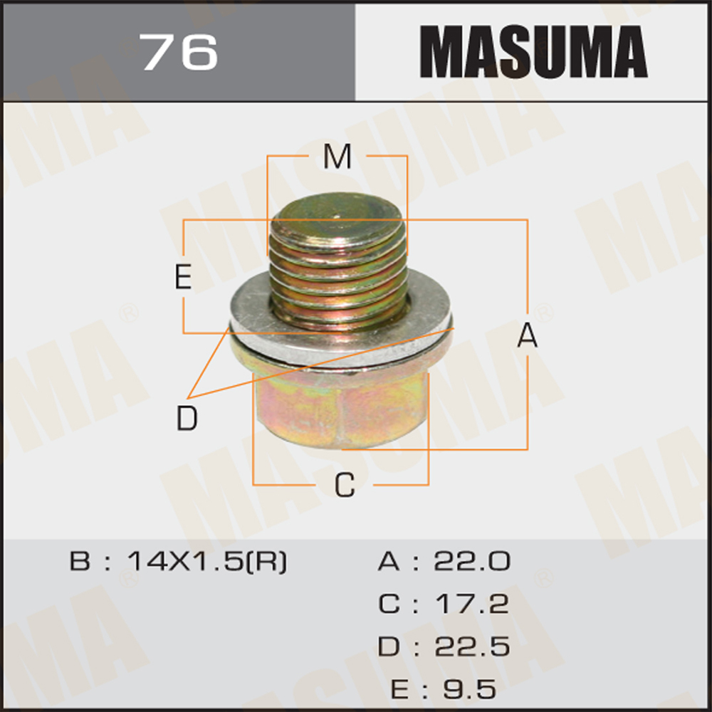 Болт слива масла М14x1,5 АКПП Mitsubishi Lancer (CS), Pajero, Delica 02- Masuma