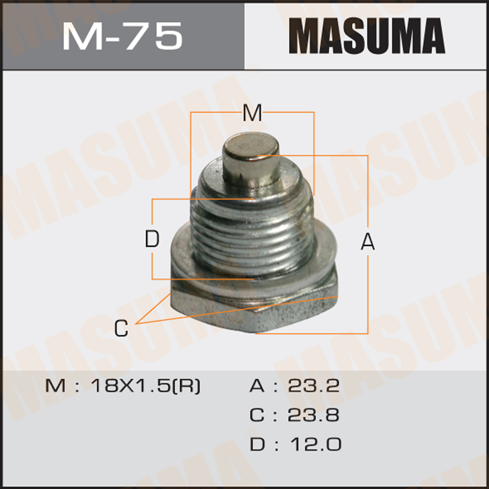 Болт слива масла М18x1,5 с магнитом AКПП Mitsubishi Lancer (CK, CS) Masuma