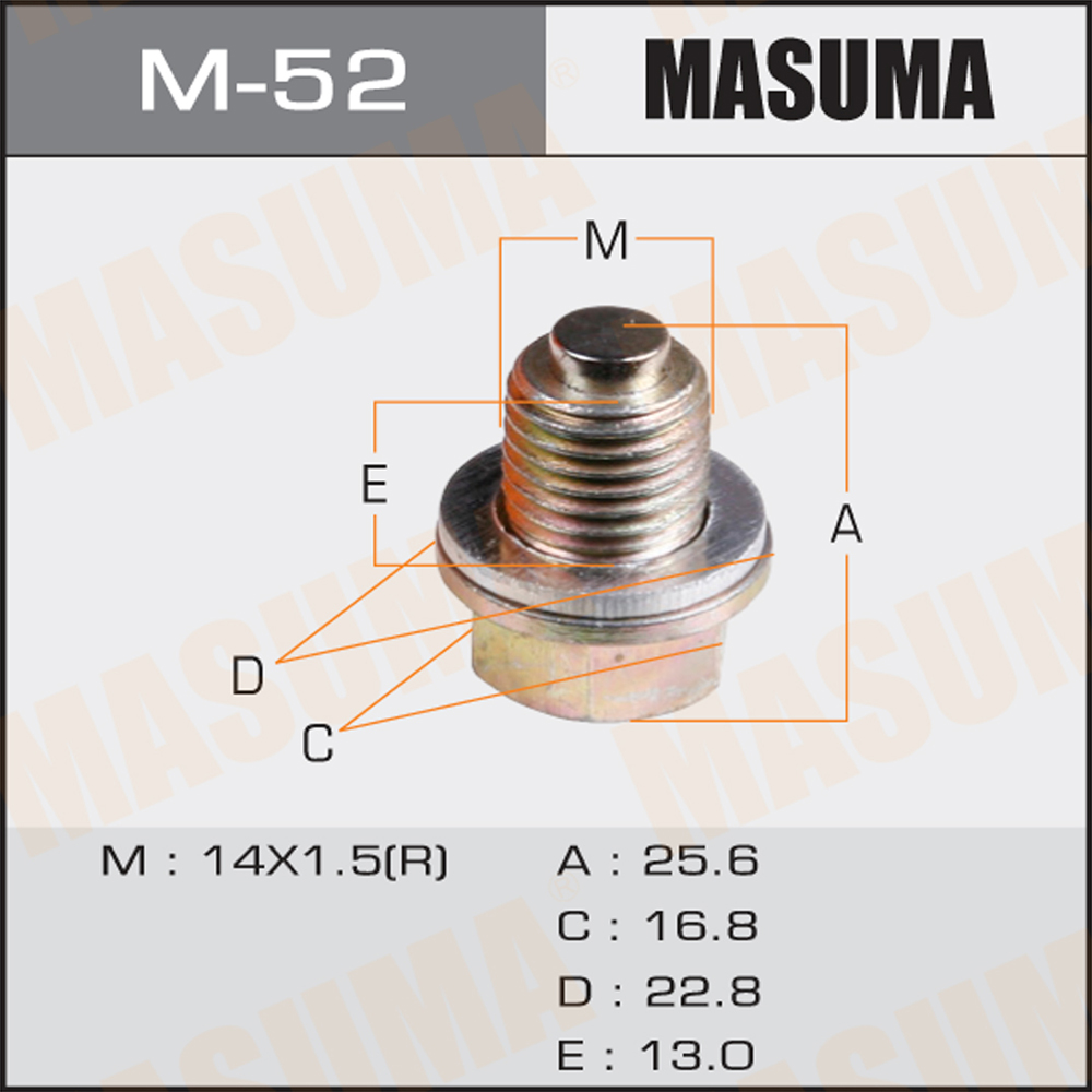 Болт слива масла М14x1,5 Hyundai Solaris 10-, Creta; Kia Rio 11-; Mitsubishi с магнитом Masuma
