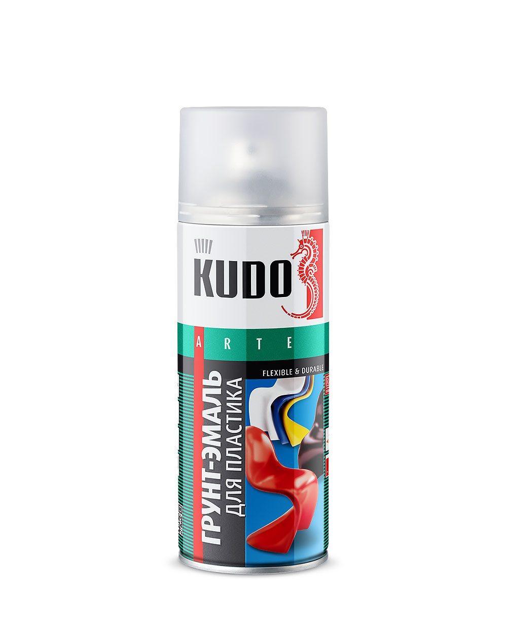 Грунт - эмаль для пластика Kudo серый аэрозоль 520 мл KU-6001