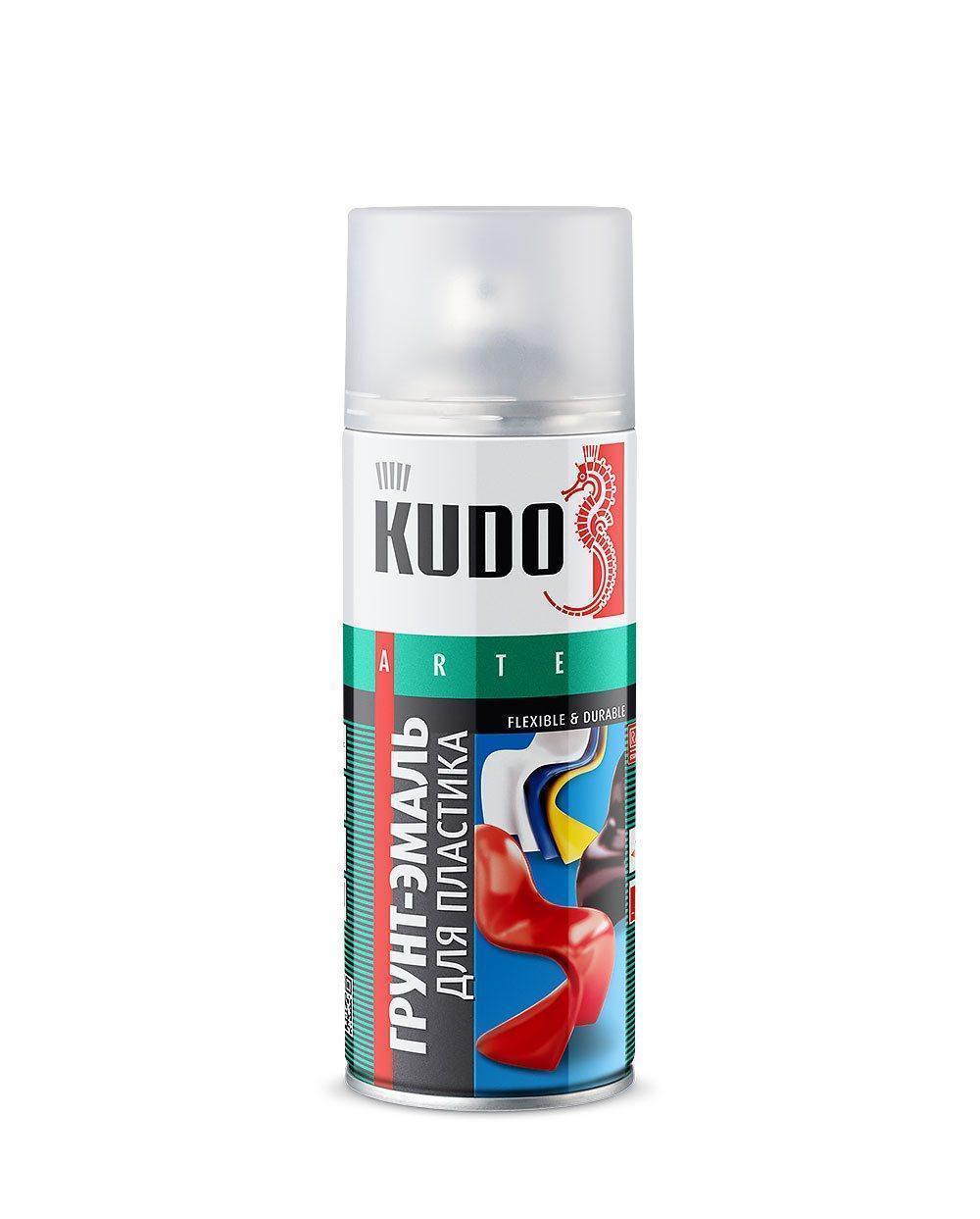 Грунт - эмаль для пластика Kudo черный аэрозоль 520 мл KU-6002
