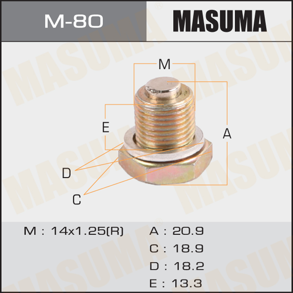 Болт слива масла М14x1,25 с магнитом Masuma