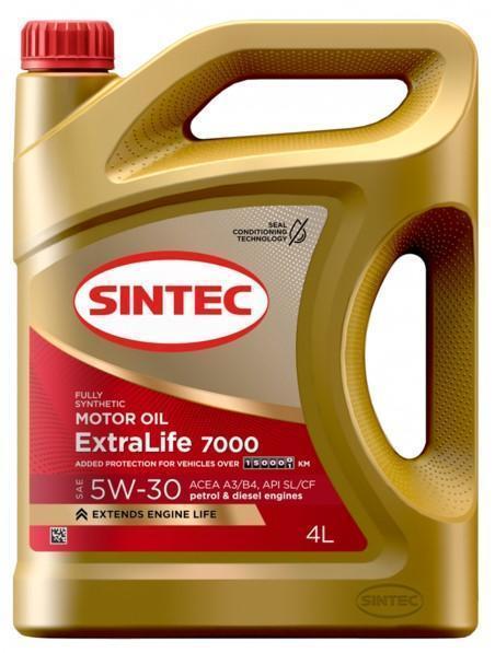 Масло моторное Sintec 5W-30 ExtraLife 7000 A3/B4 SL/CF синтетическое 4л / 5W30
