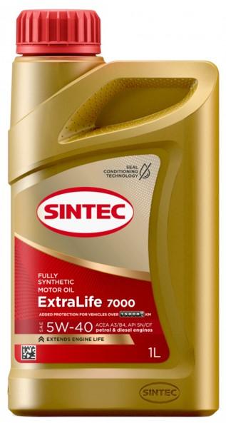Масло моторное Sintec 5W-40 ExtraLife 7000 A3/B4, SN/CF синтетическое 1л / 5W40