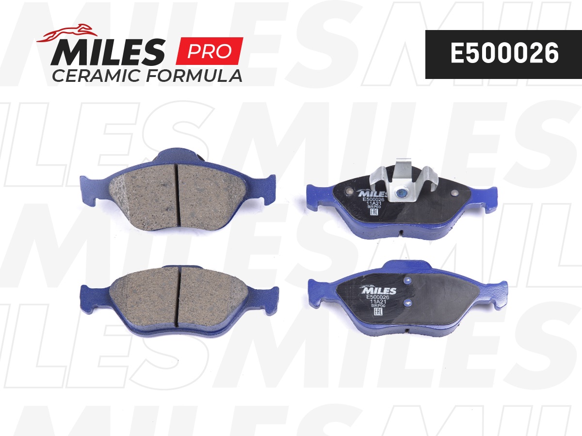 Колодки тормозные Ford Fiesta 95-01/01-, Fusion 01- передние E5 Ceramic Miles