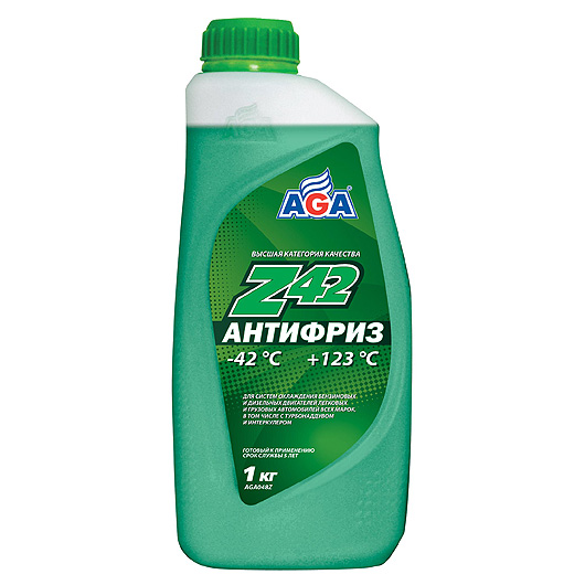 Антифриз AGA зеленый -42С/+123С готовый 1 л AGA048Z
