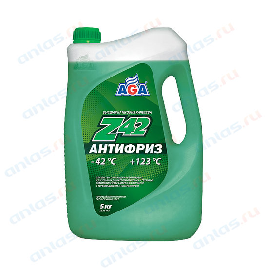 Антифриз AGA зеленый -42С/+123С готовый 5 л AGA049Z