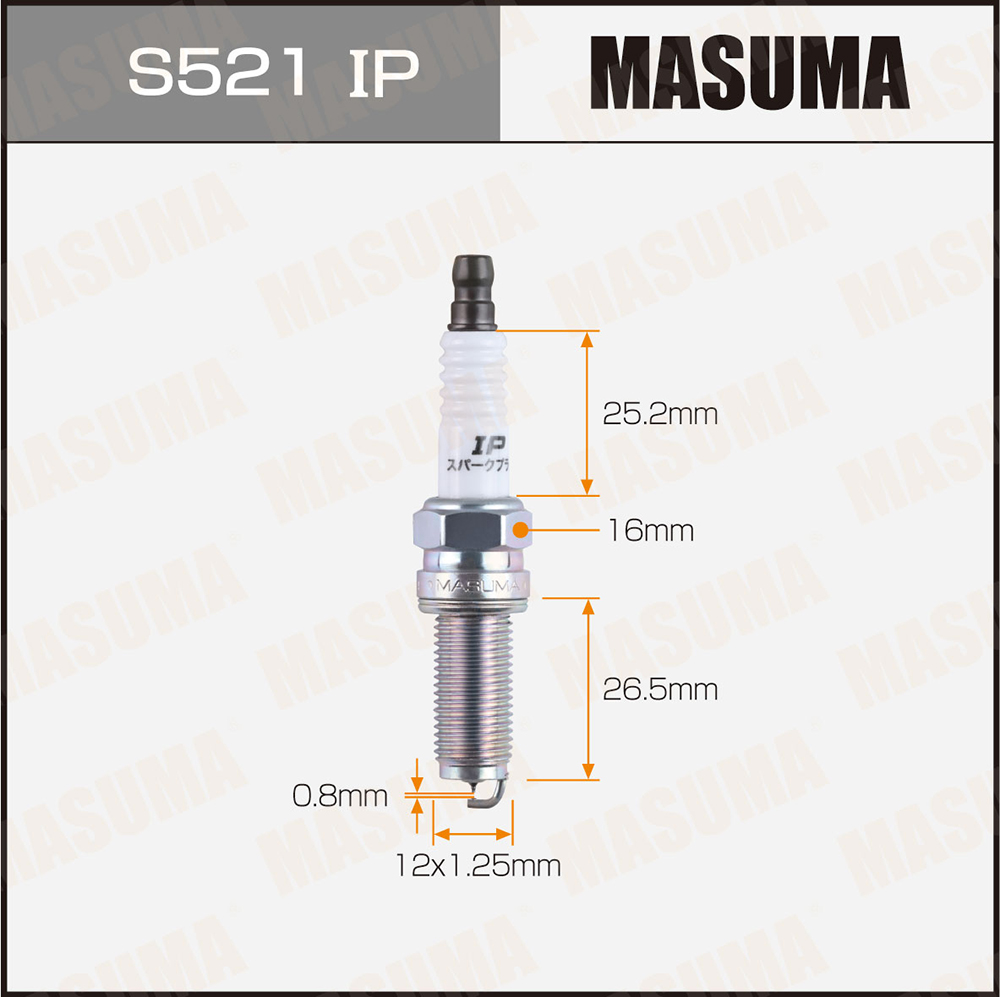 Свеча зажигания Masuma S521IP Iridium + Platinum (ILKR8P8)