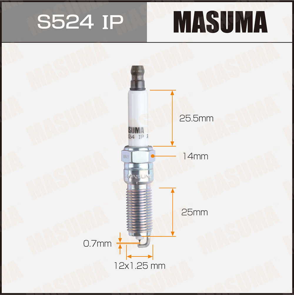 Свеча зажигания Masuma S524IP Iridium + Platinum (ILNAR8B7G)