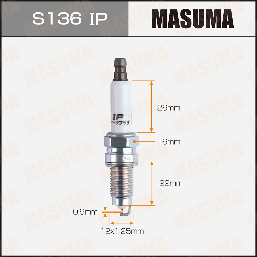 Свеча зажигания Masuma S136IP Iridium + Platinum (IZKR7B)