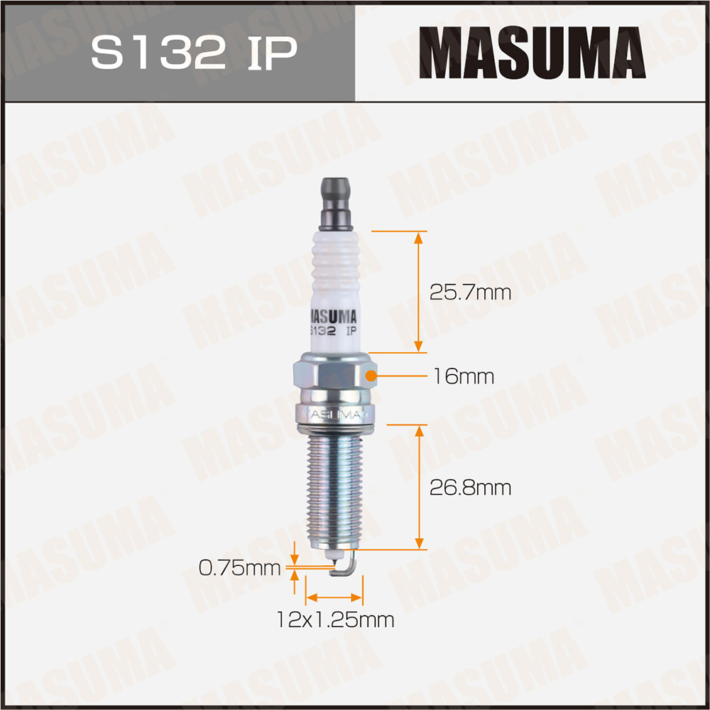Свеча зажигания Masuma S132IP Iridium + Platinum (SILKR8E7G)