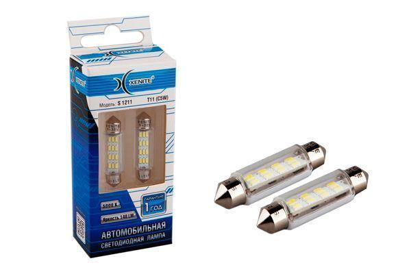Светодиод 12/24В 5Вт салонный 41 мм белый 12 SMD 2 шт. блистер Xenite S1211