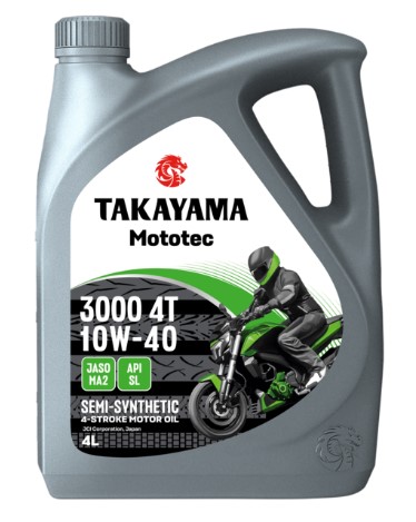 Масло моторное Takayama 10W-40 Mototec 3000 4T API SL Jaso MA-2 пластик полусинтетическое 4л / 10W40