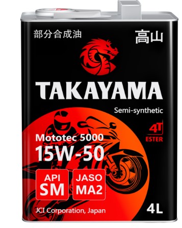 Масло моторное Takayama 15W-50 Mototec 5000 4T API SM Jaso MA-2 металл полусинтетическое 4л / 15W50
