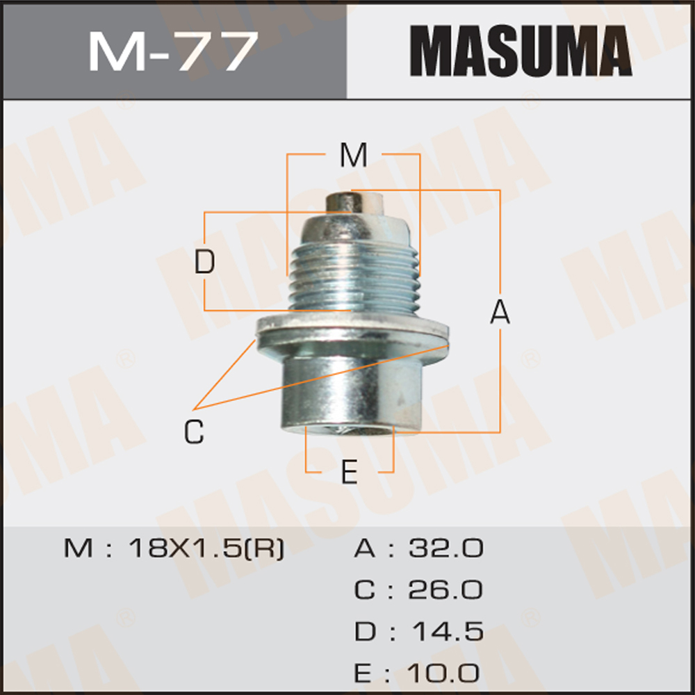 Болт слива масла М18x1,5 с магнитом Honda Masuma