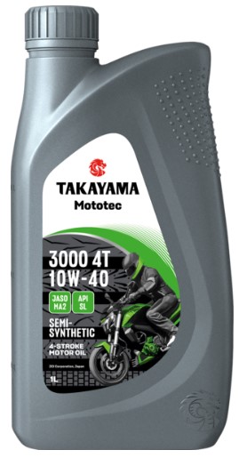 Масло моторное Takayama 10W-40 Mototec 3000 4T API SL Jaso MA-2 пластик полусинтетическое 1л / 10W40