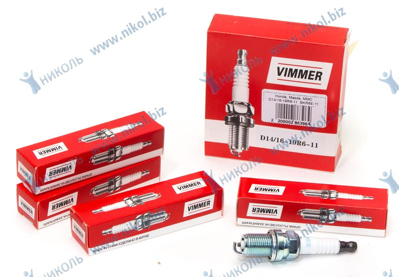 Свеча зажигания VIMMER Toyota, Nissan, Honda, Mazda, MMC D14/16-19R6-11 BKR6E-11 (к-т=4шт)