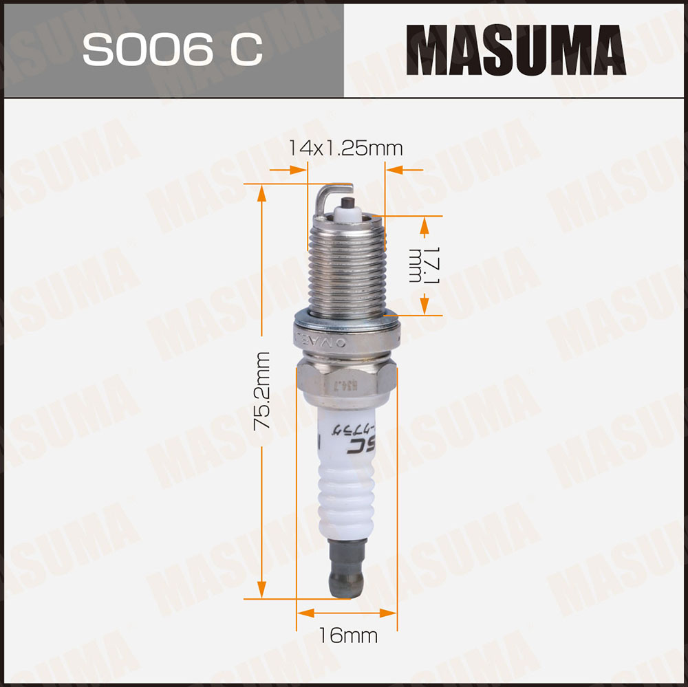 Свеча зажигания Masuma S006C Nickel BKR6E-11 (2756) Daewoo Nexia DOHC; Chevrolet Lacetti; Mitsubishi