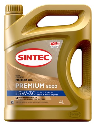 Масло моторное Sintec 5W-30 Premium 9000 C3 синтетическое 4л / 5W30