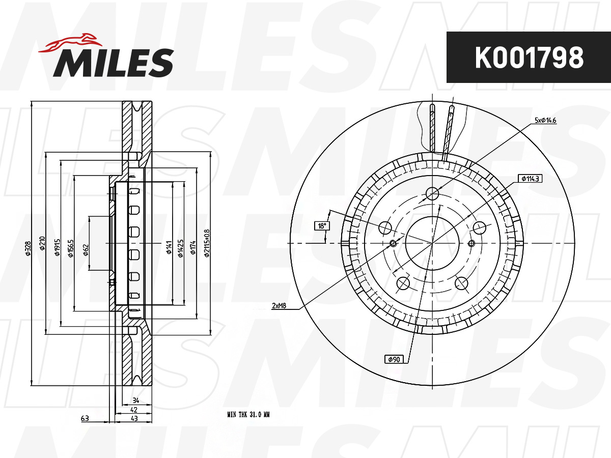Диск тормозной MILES перед RX350/450 08-