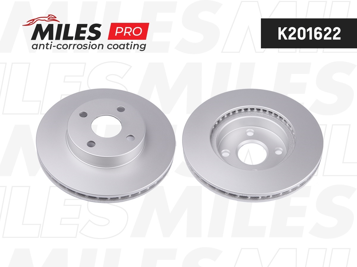 Диск тормозной Miles PRO (антикоррозийное покрытие) TOYOTA COROLLA (E12) 2.0D 04- передний D=255мм