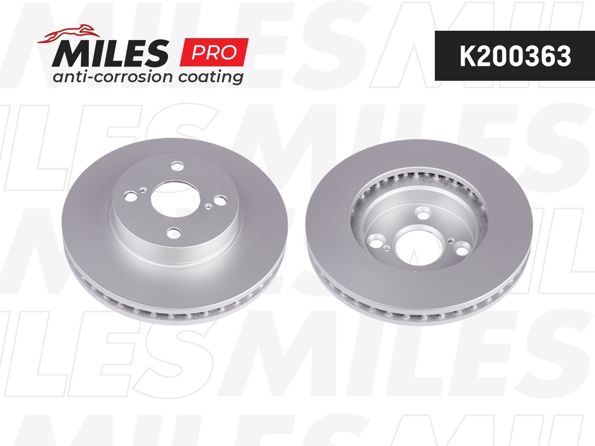 Диск тормозной Miles PRO (антикоррозийное покрытие) TOYOTA COROLLA (E12) 06.04>02.07 передний вент.