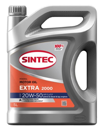 Масло моторное Sintec 20W-50 Extra 2000 API SJ/CF минеральное 5л / 20W50