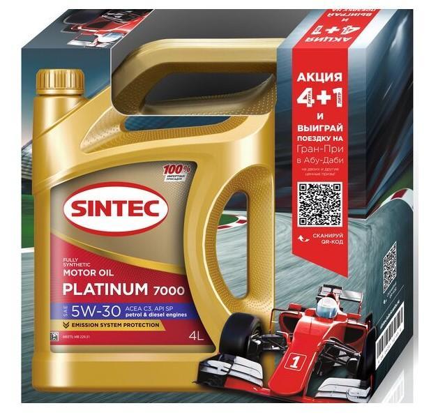 Масло моторное Sintec 5W-30 Platinum 7000 C3 SP синтетическое 4л АКЦИЯ 4 +1 / 5W30