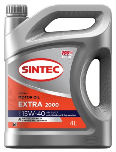 Масло моторное Sintec 15W-40 ExtraLife 2000 API SJ/CF минеральное 4л / 15W40