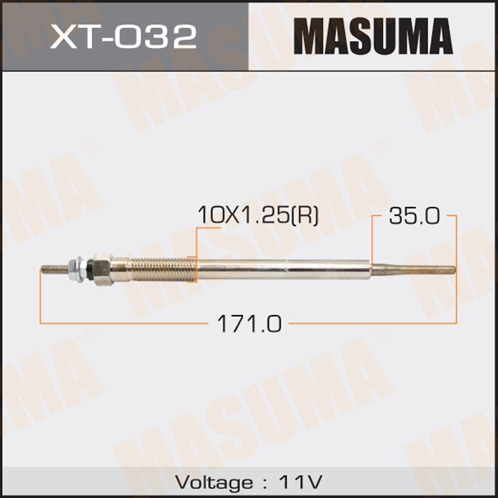 Свеча накала Masuma Toyota Avensis (T25) 03-, Corolla (E120) 02-, Lend Cruiser (J120, J150) 1KZFTV