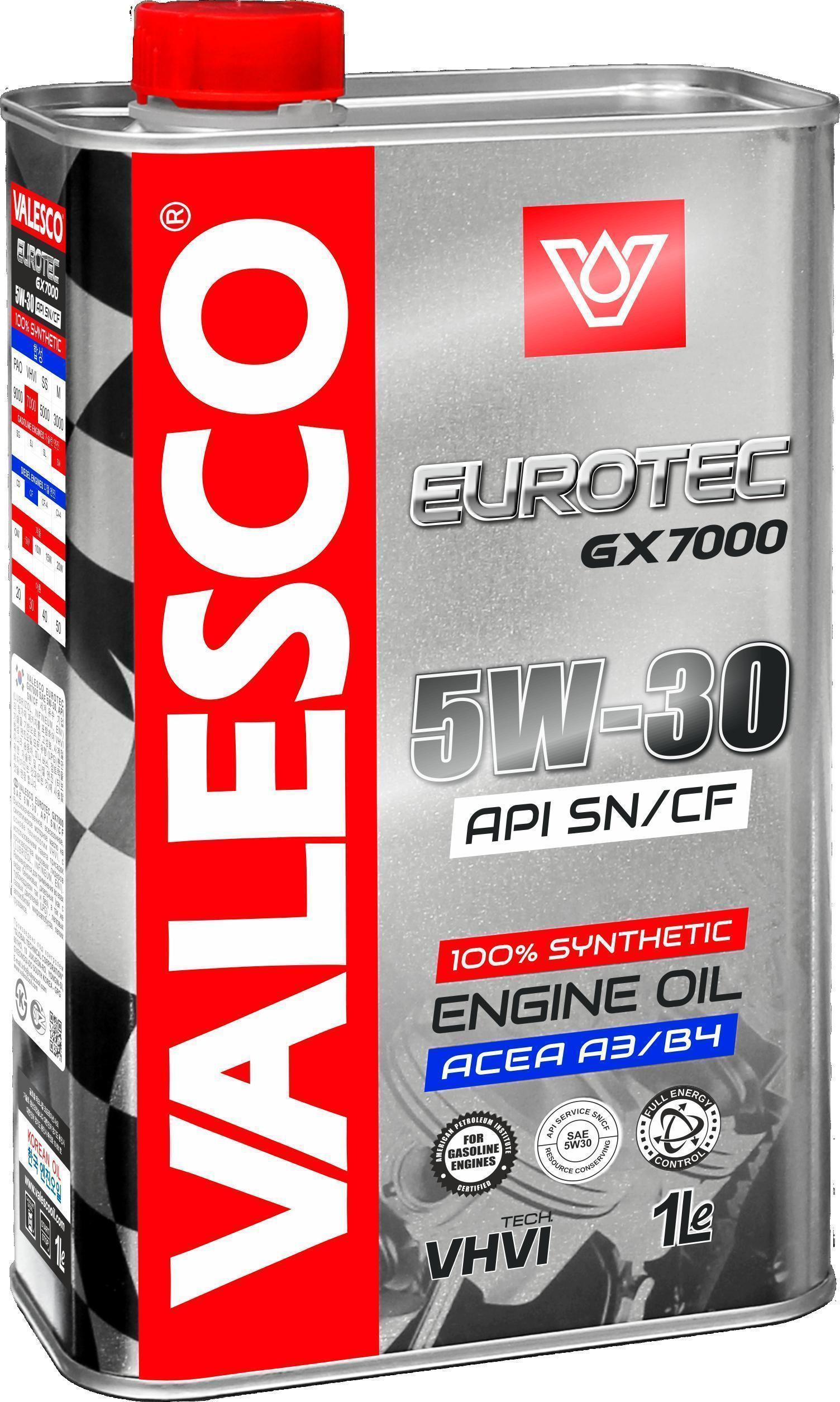 Масло моторное VALESCO EUROTEC GX 7000 5W-30 API SN/CF синтетическое 1л BMW Longlife-04 MB/229.31/229.51/229.52 VW 505 00/505 01 / 5W30